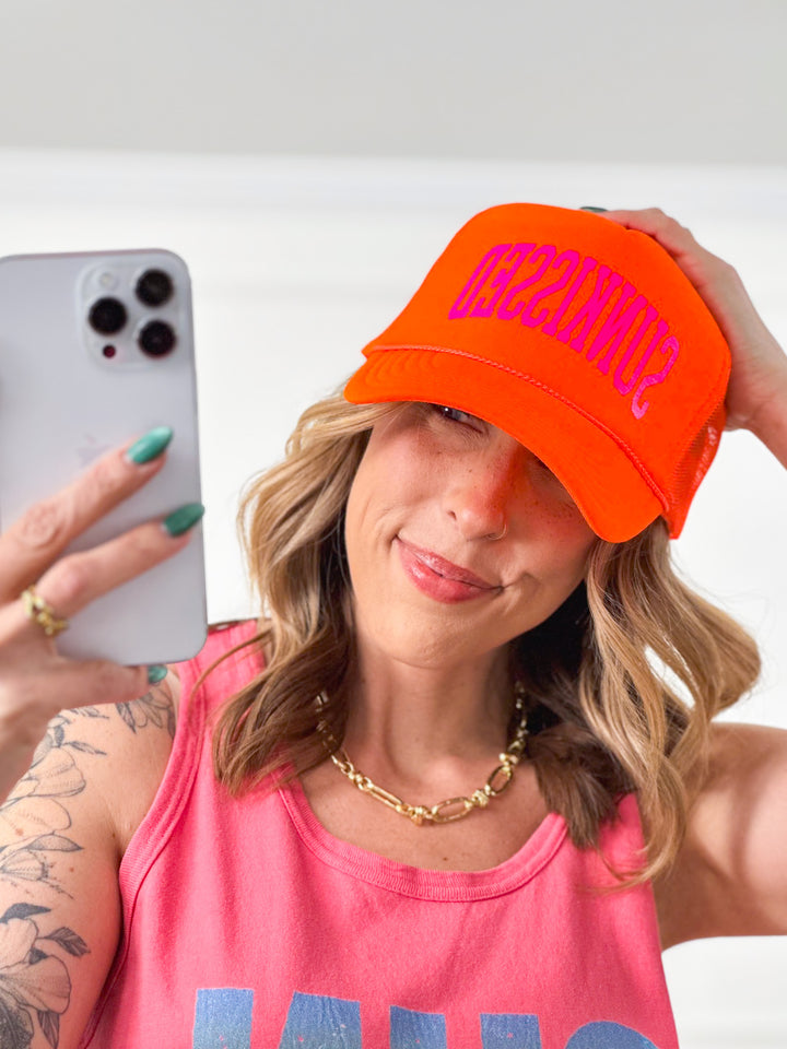 Sunkissed Neon Rope Trucker Hat - Freckled Poppy