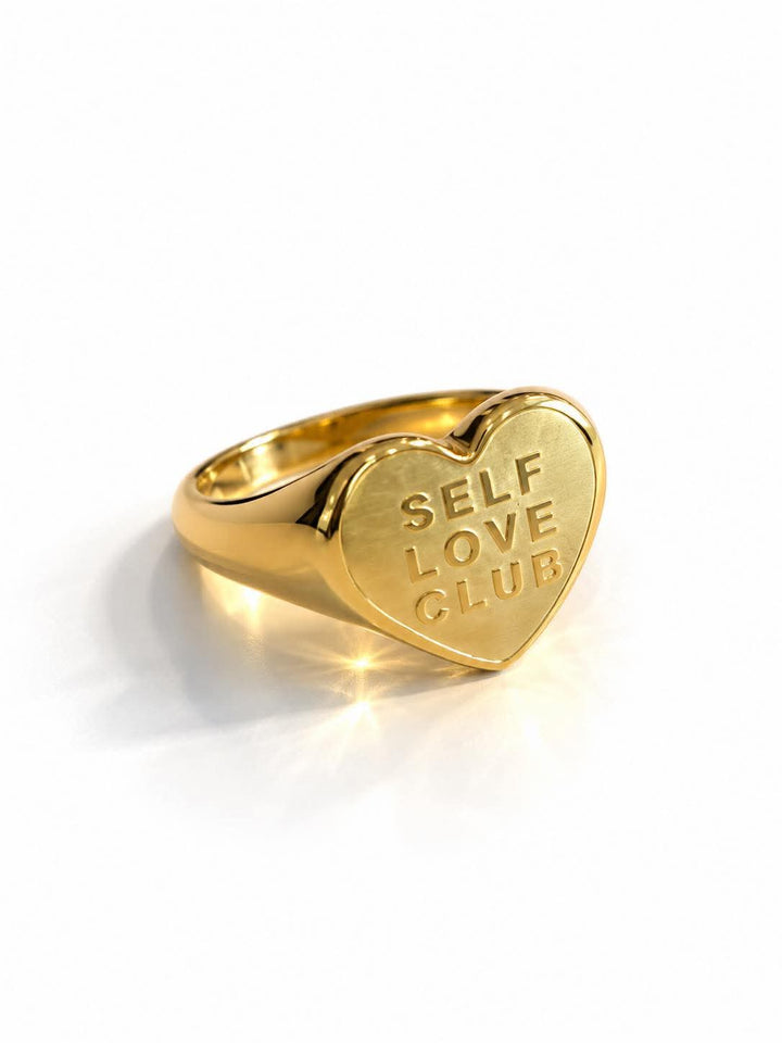 Gold Plated "Self Love Club" Heart Ring - Freckled Poppy
