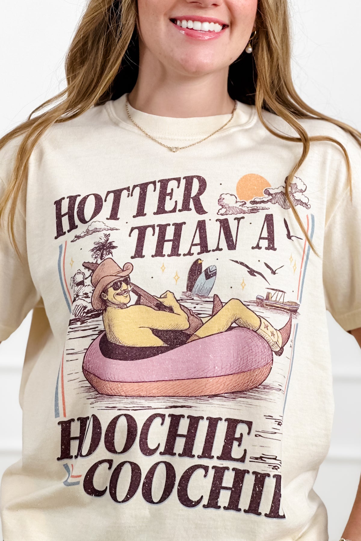 Plus/Reg Short Sleeve "Hotter Than.." Graphic Tee - Freckled Poppy