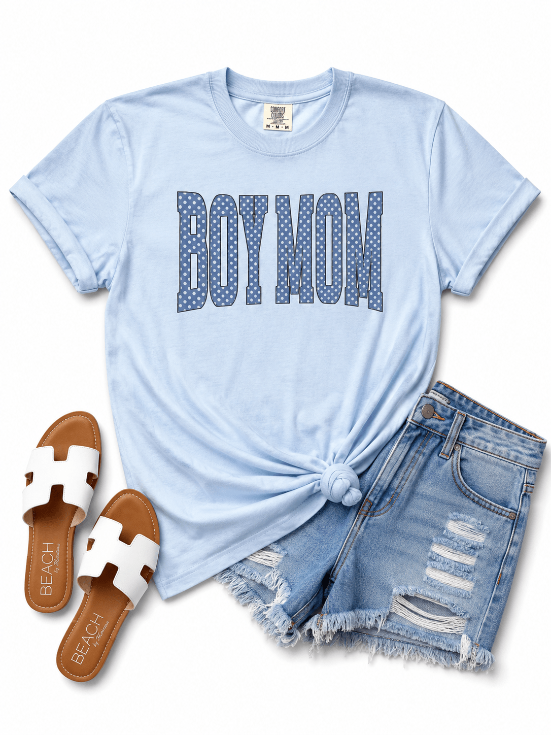 Plus/Reg Short Sleeve "Boy Mom" Graphic Tee - Freckled Poppy
