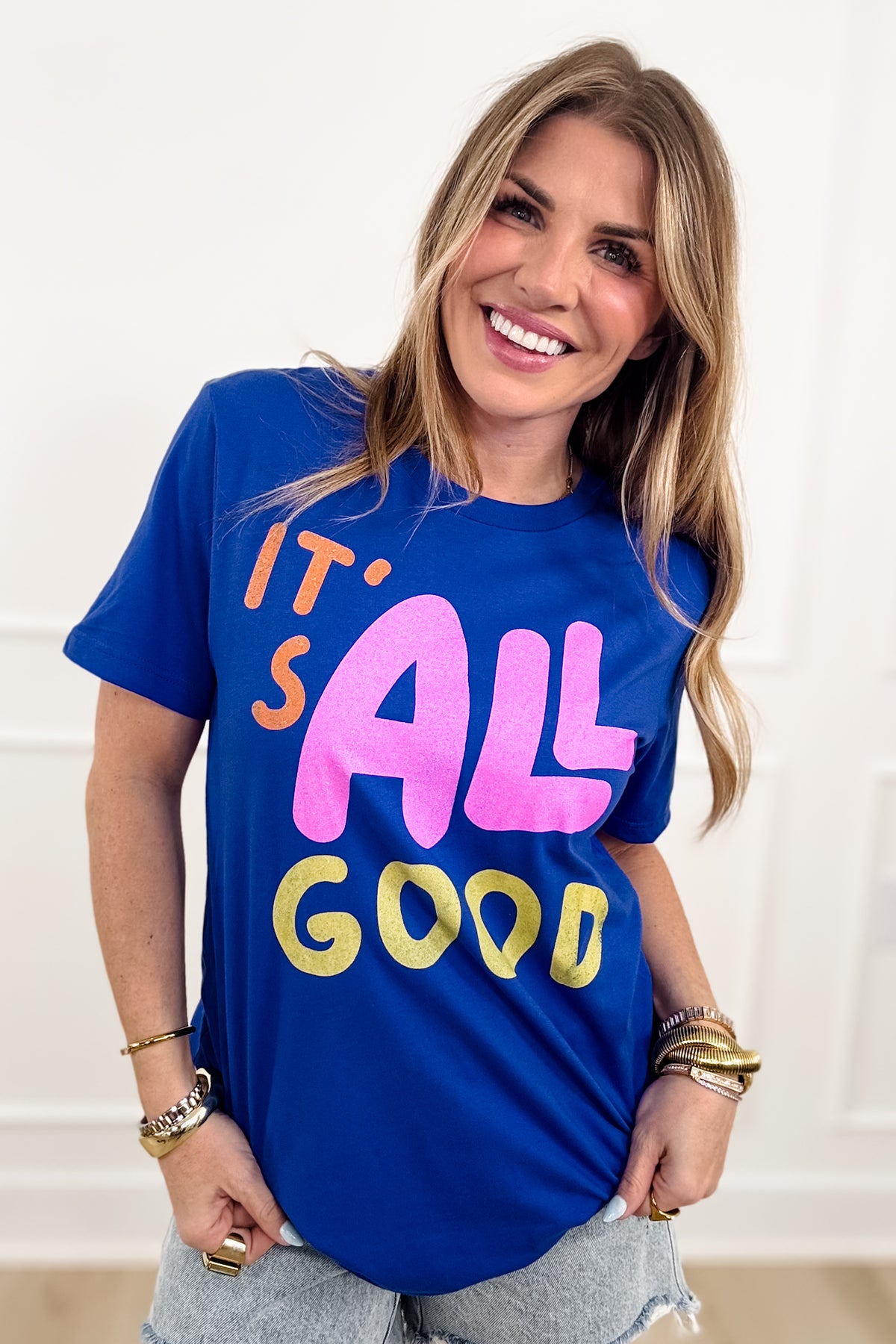 Plus/Reg Short Sleeve "It's All Good" Graphic Tee - Freckled Poppy