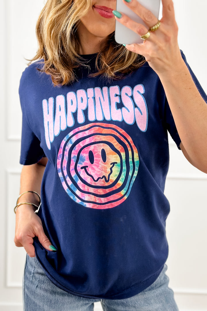 Plus/Reg Short Sleeve "Happiness" Graphic Tee - Freckled Poppy
