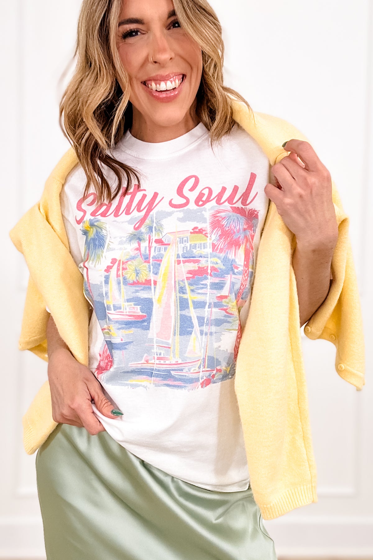 Plus/Reg Short Sleeve "Salty Soul" Graphic Tee - Freckled Poppy