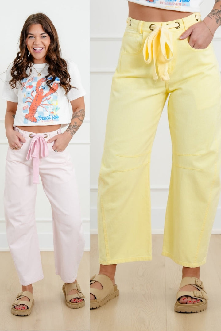 Restock! Wash High Waist Barrel Pants with Belt - Freckled Poppy