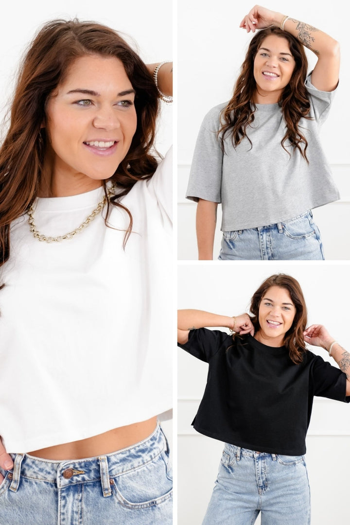Plus/Reg "The Marlow" Nico Threads Solid Short Sleeve Crew Neck Top - Freckled Poppy