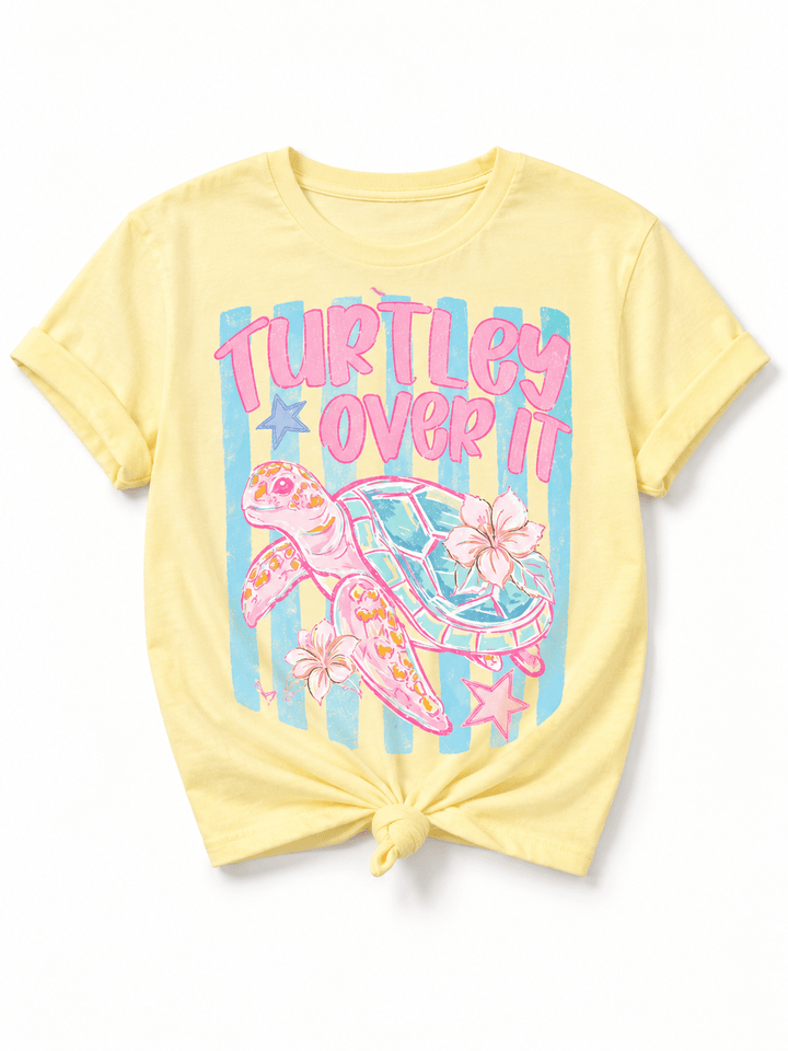 Plus/Reg Short Sleeve "Turtley Over It" Graphic Tee - Freckled Poppy