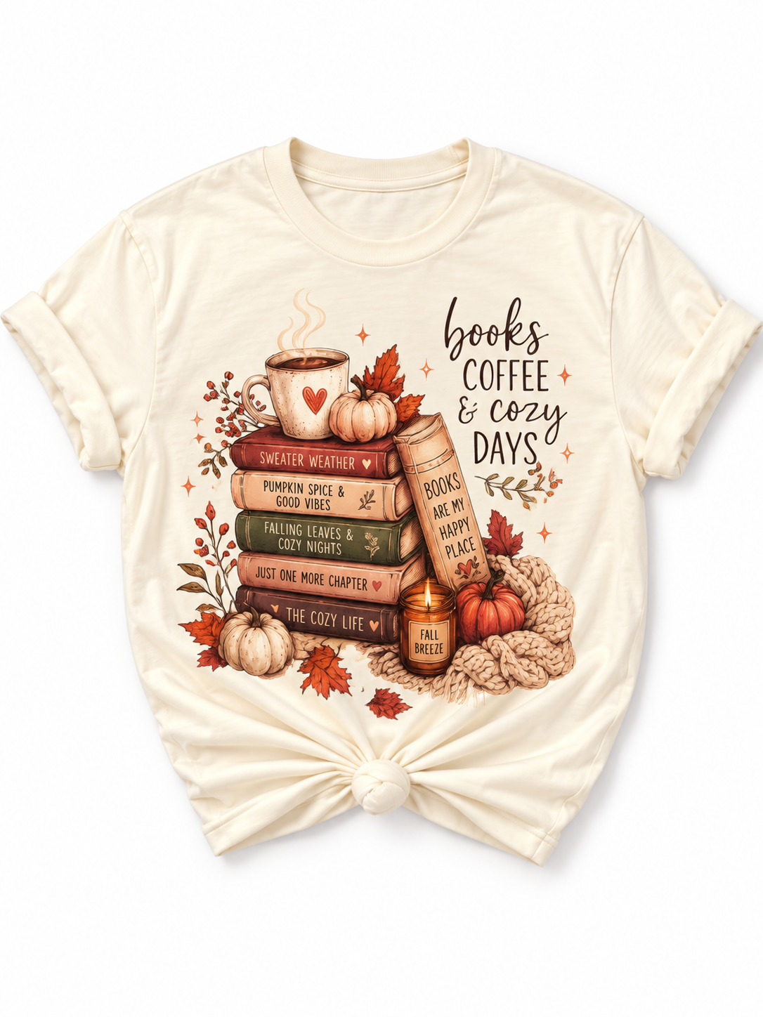 Plus/Reg Short Sleeve "Books, Coffee & Cozy Days" Graphic Tee