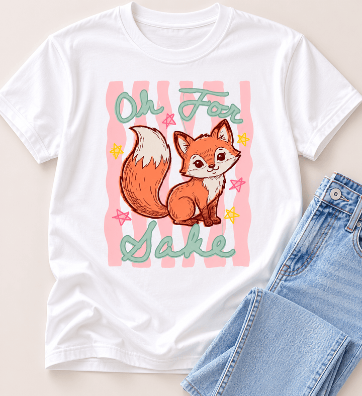 Plus/Reg Short Sleeve "Oh for Fox Sake" Graphic Tee - Freckled Poppy
