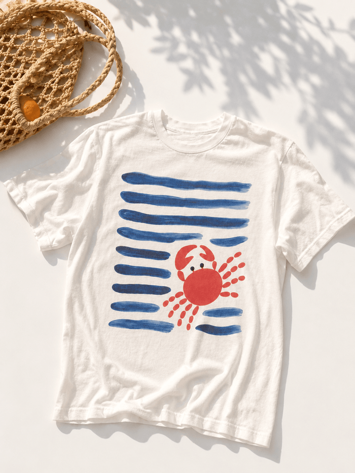 Plus/Reg Short Sleeve Crab Graphic Tee - Freckled Poppy