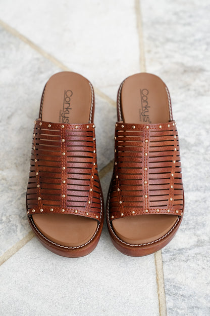 Corky's Much Better Studded Cutout Slide Wedge Sandal - Freckled Poppy