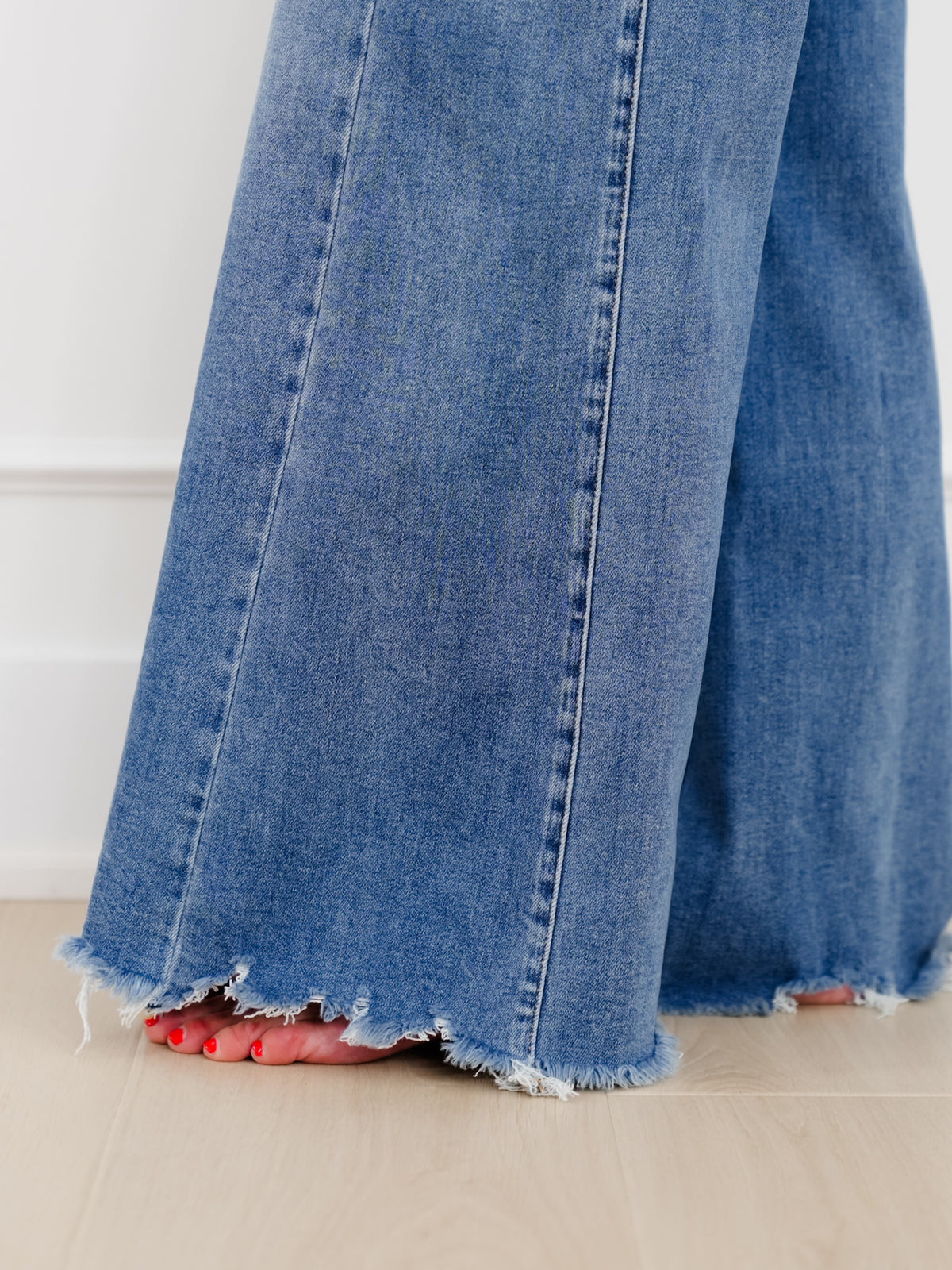 Risen High Rise Medium Wash Wide Leg Jeans - Freckled Poppy
