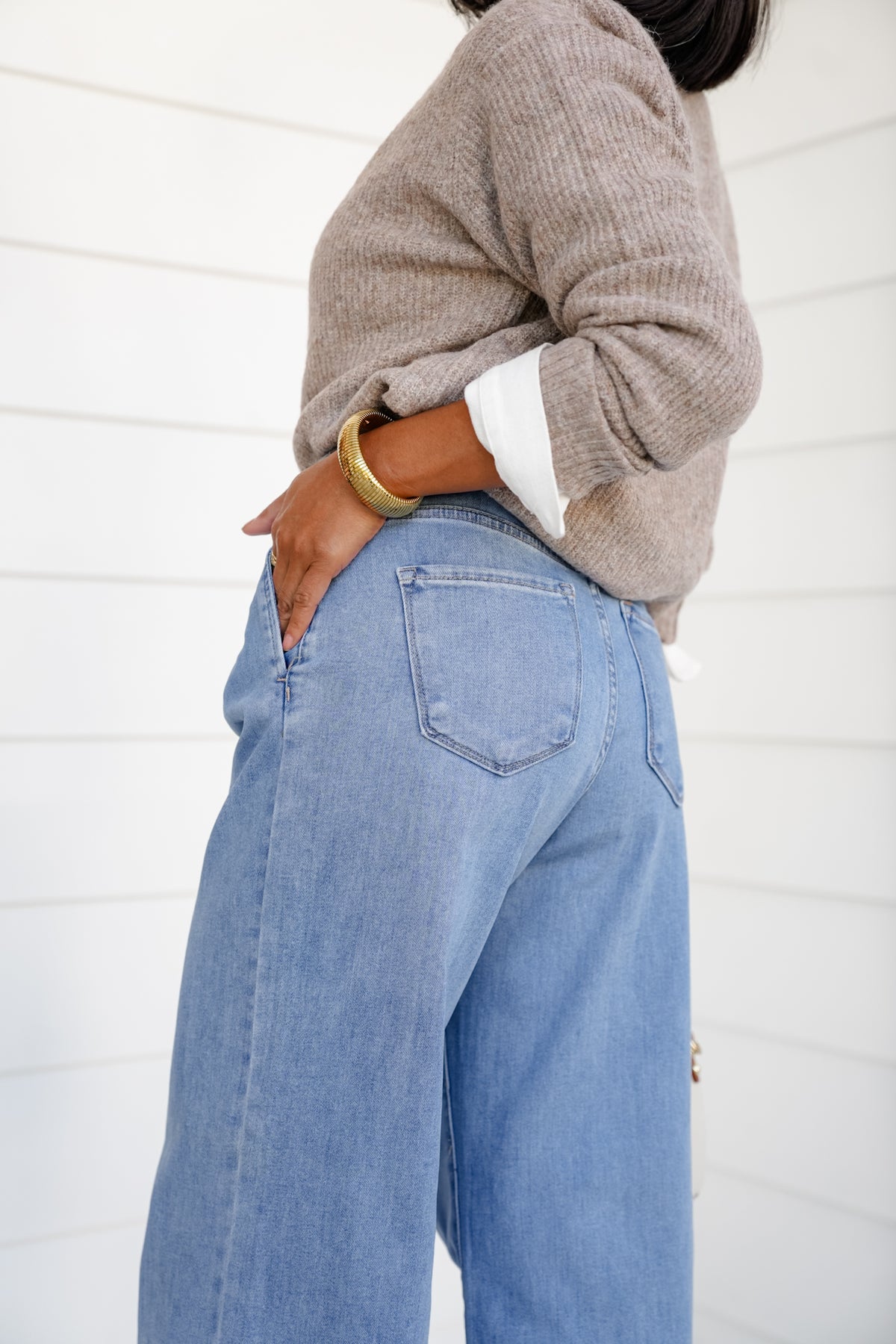 Risen The Windsor Relaxed Waist Wide Leg Jeans - Freckled Poppy