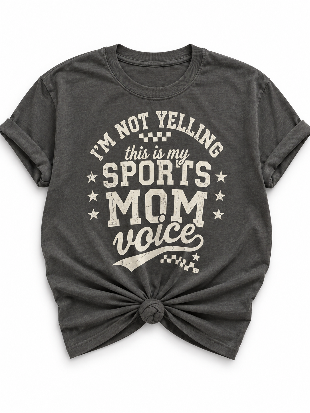 Plus/Reg Short Sleeve " I'm Not Yelling..." Sports Graphic Tee - Freckled Poppy