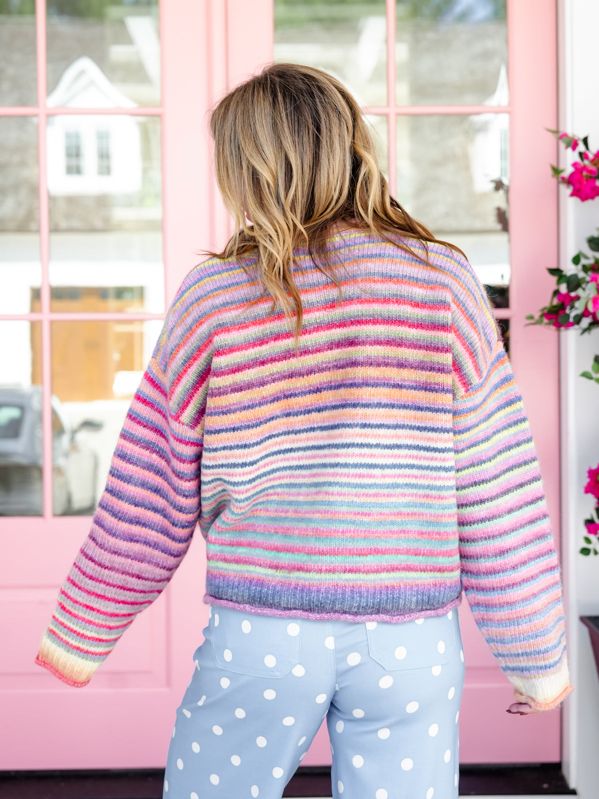 Rainbow Stripe Long Sleeve Button Down Cardigan - Freckled Poppy
