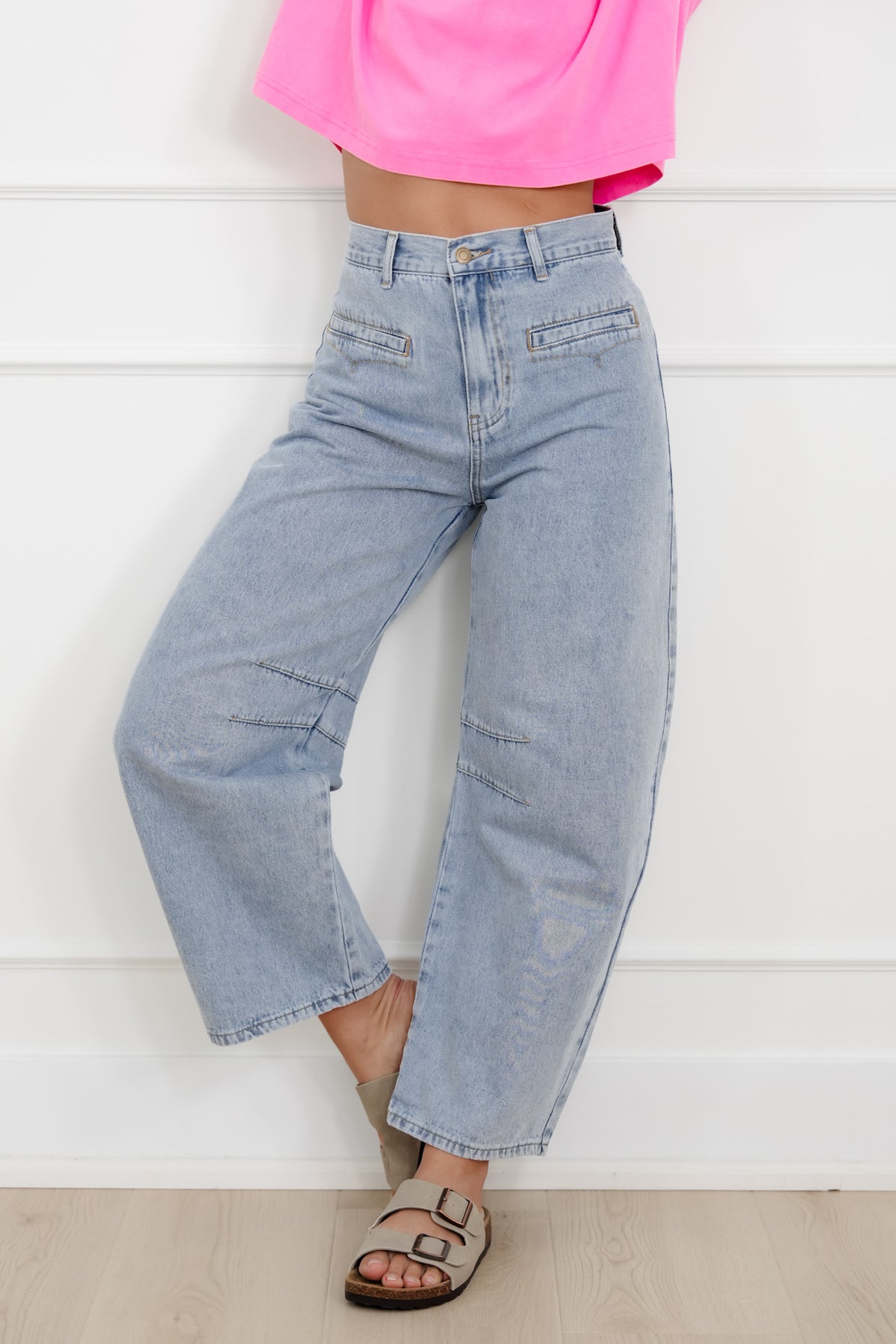 Restocks! Light Wash High Rise Barrel Jeans - Freckled Poppy
