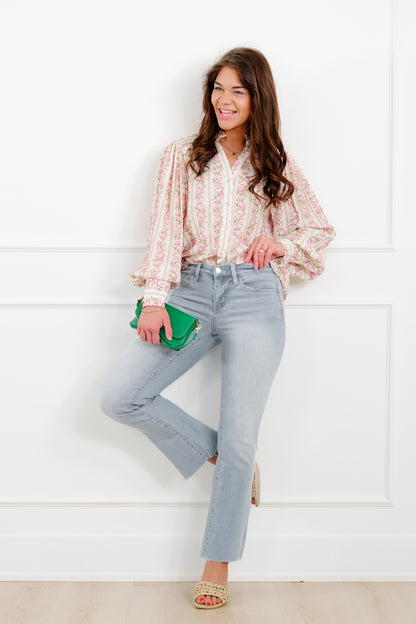 Vervet Mid Rise Light Wash Ankle Bootcut Jeans - Freckled Poppy