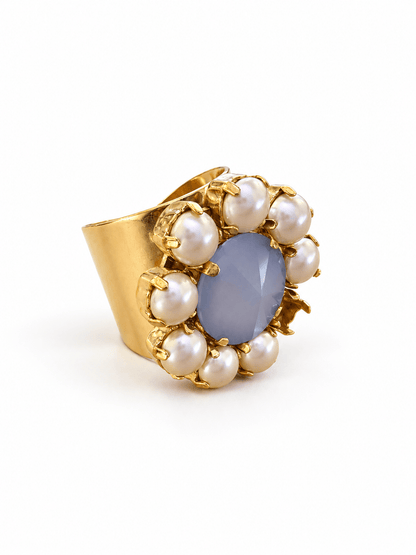 TOVA Twiggy Plus Crystal and Pearl Ring - Freckled Poppy