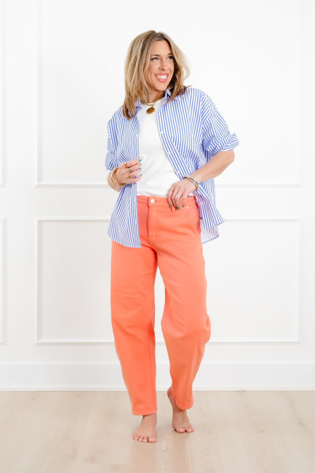 Risen x FP High Rise Coral Reef Relaxed Cuffed Barrel Jeans - Freckled Poppy
