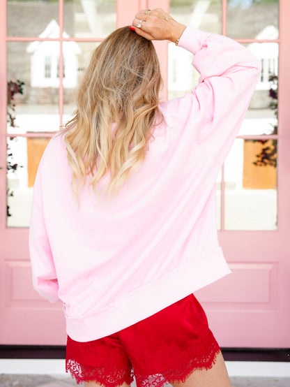 Cross Stitch Santa Stamp Mock Neck Sweatshirt