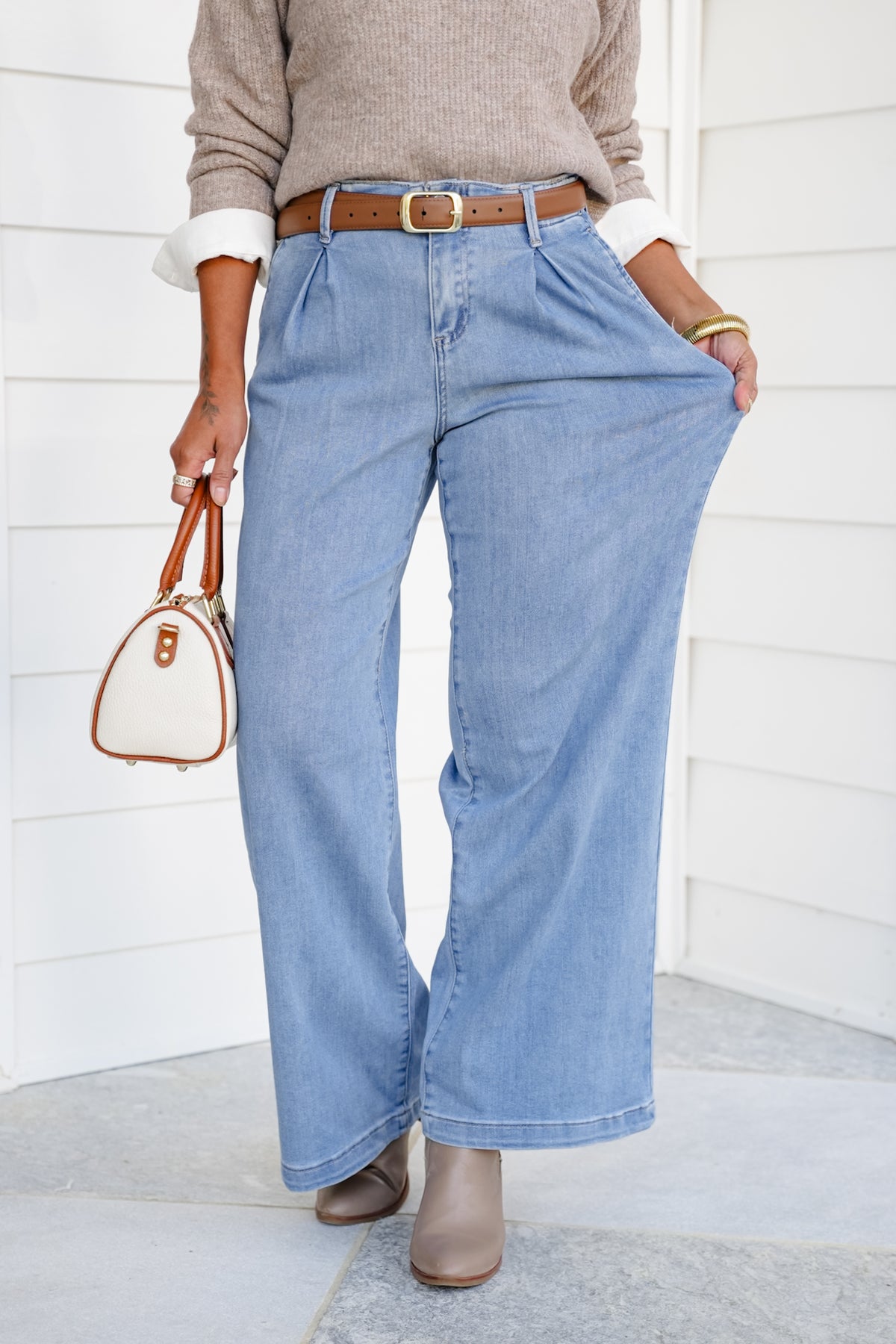 Risen The Windsor Relaxed Waist Wide Leg Jeans - Freckled Poppy
