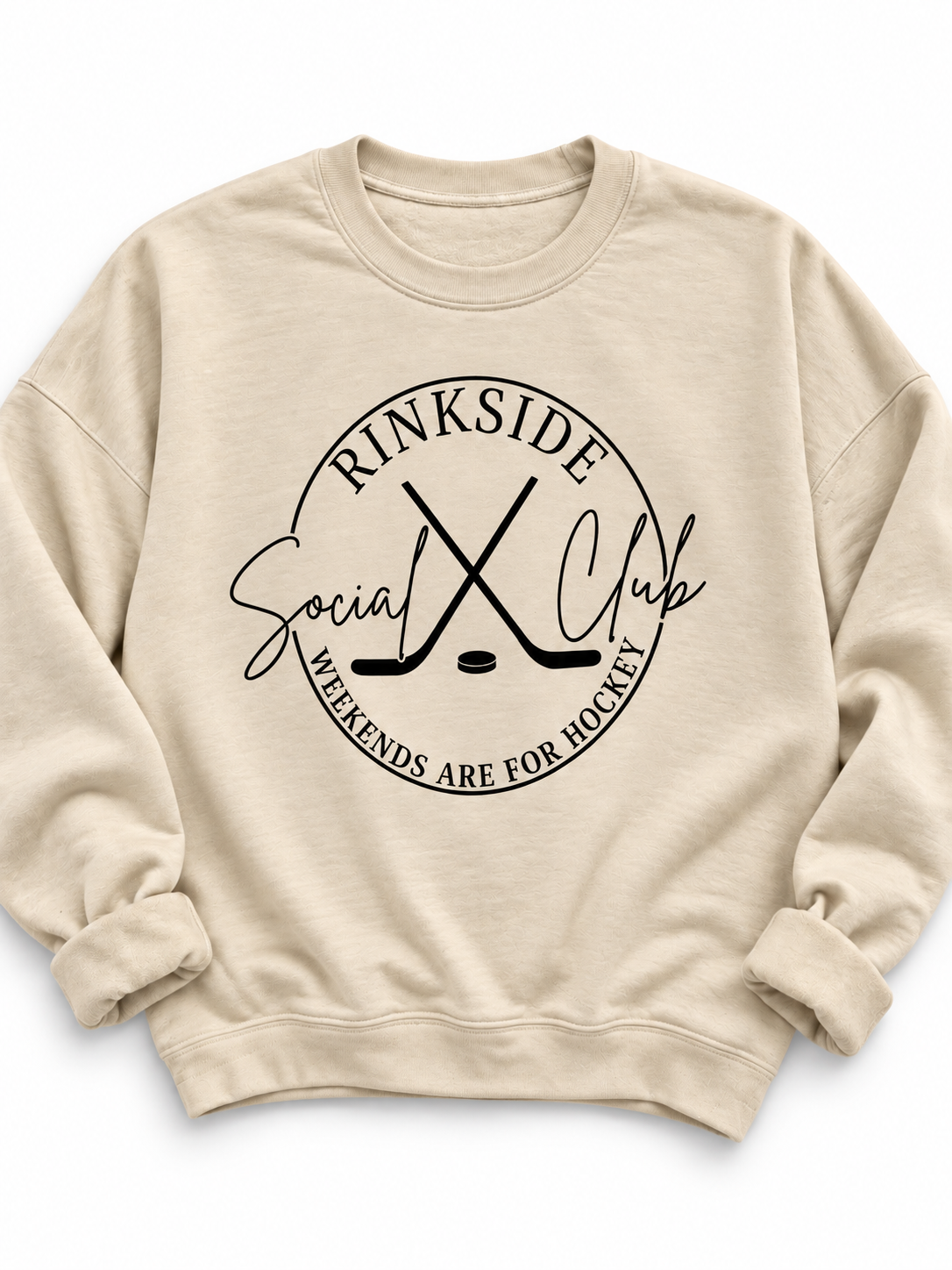 Plus/Reg Long Sleeve "Rink Side Social Club" Hockey Graphic Sweatshirt - Freckled Poppy