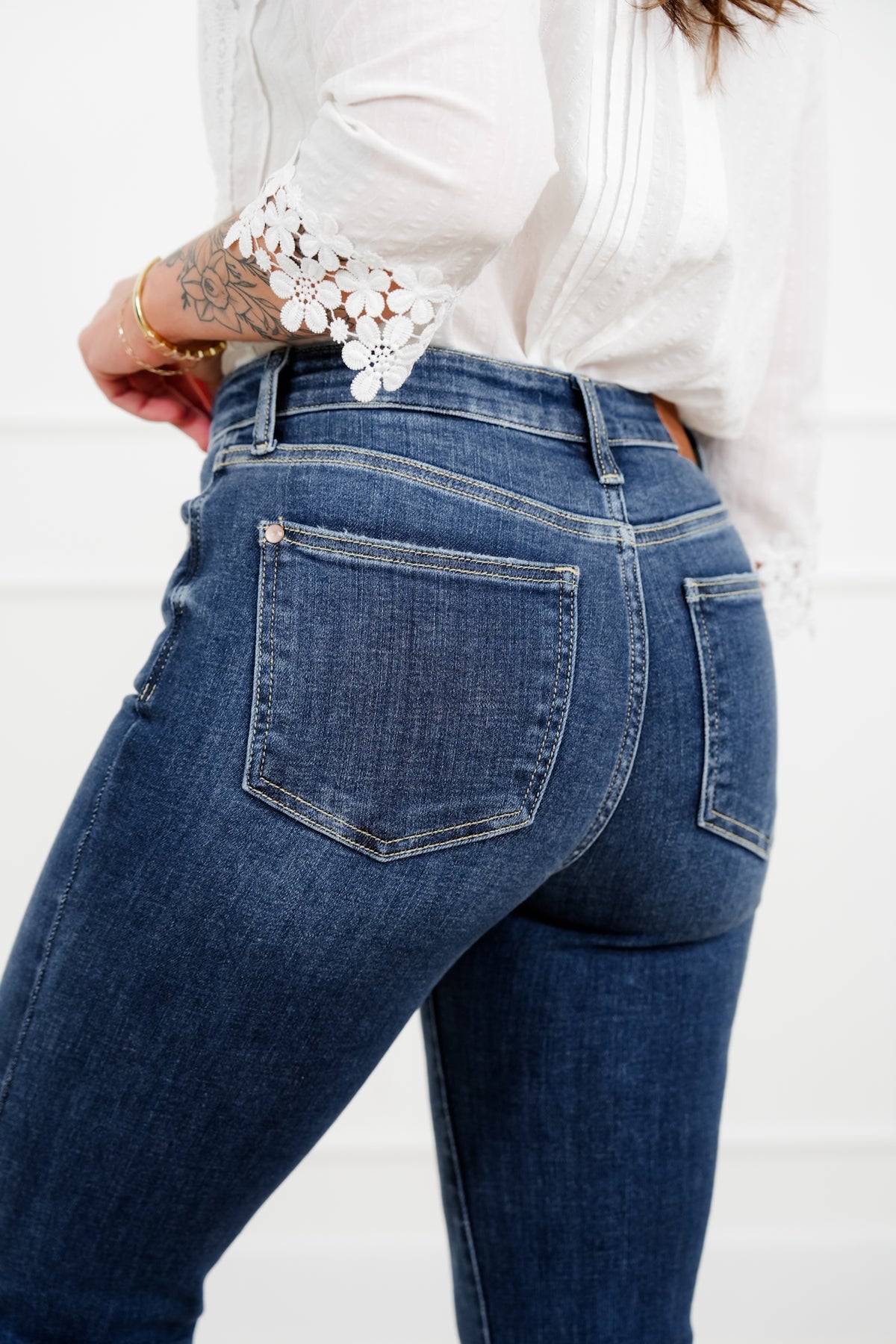 Judy Blue Petite/Reg The Lexi High Rise Dark Wash Trouser Flare - Freckled Poppy
