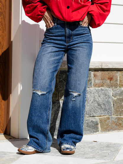 Judy Blue High Rise Medium Wash Rigid Magic Brenda Straight Leg Jeans With Bandana Loop