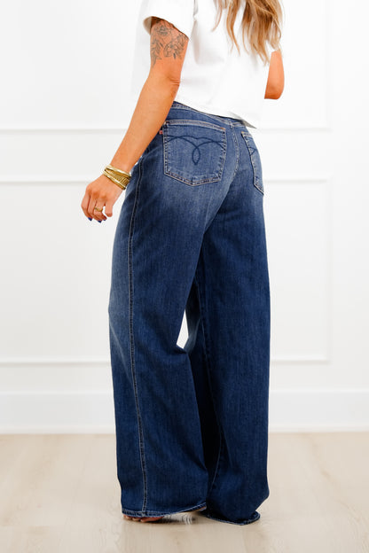 Judy Blue Everyday Icon High Rise Multiple Inseam Dark Wash Wilhelmina Baggy Jeans - Freckled Poppy
