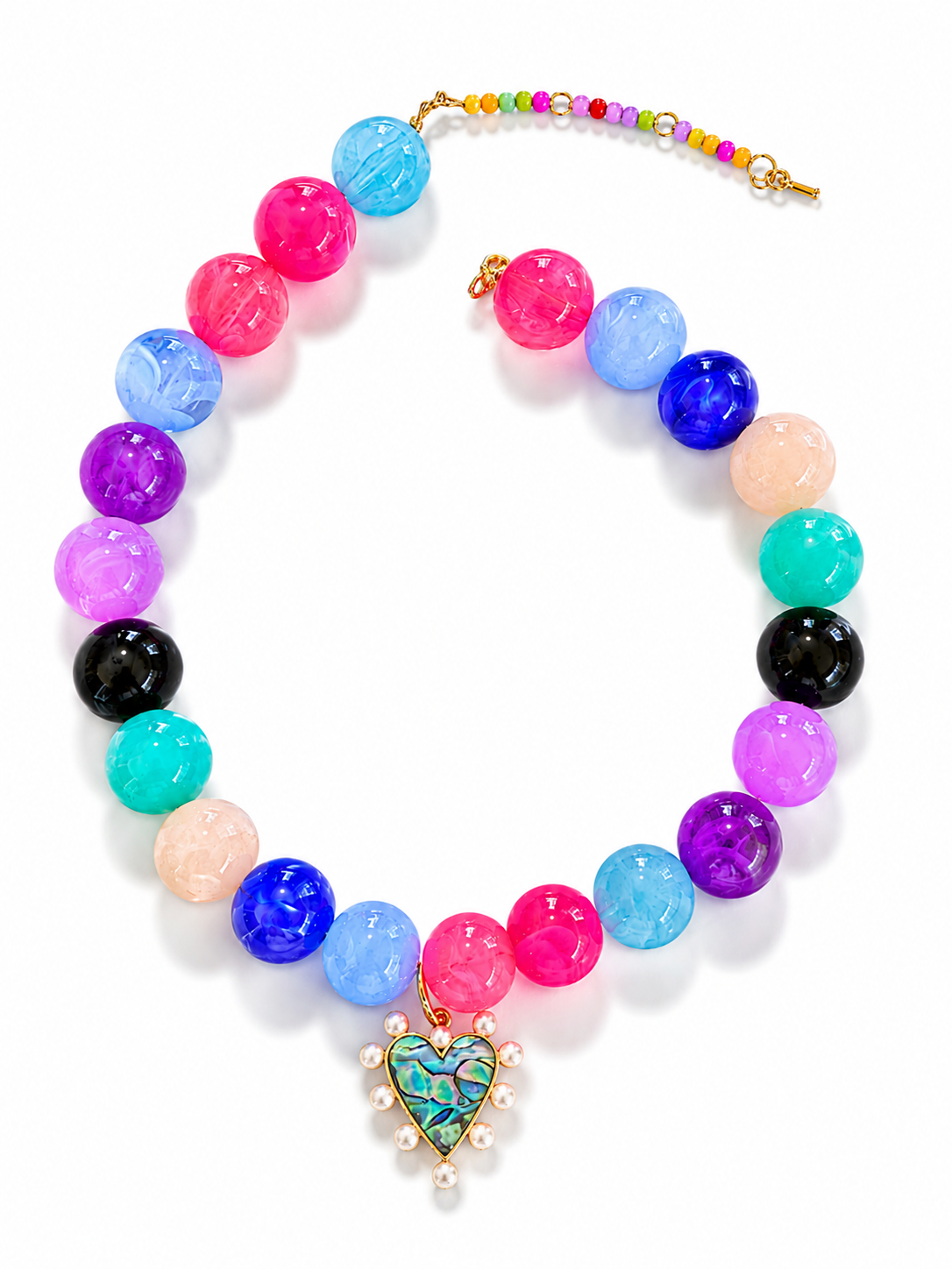 Gemelli Agnes Beaded Heart Charm Necklace - Freckled Poppy