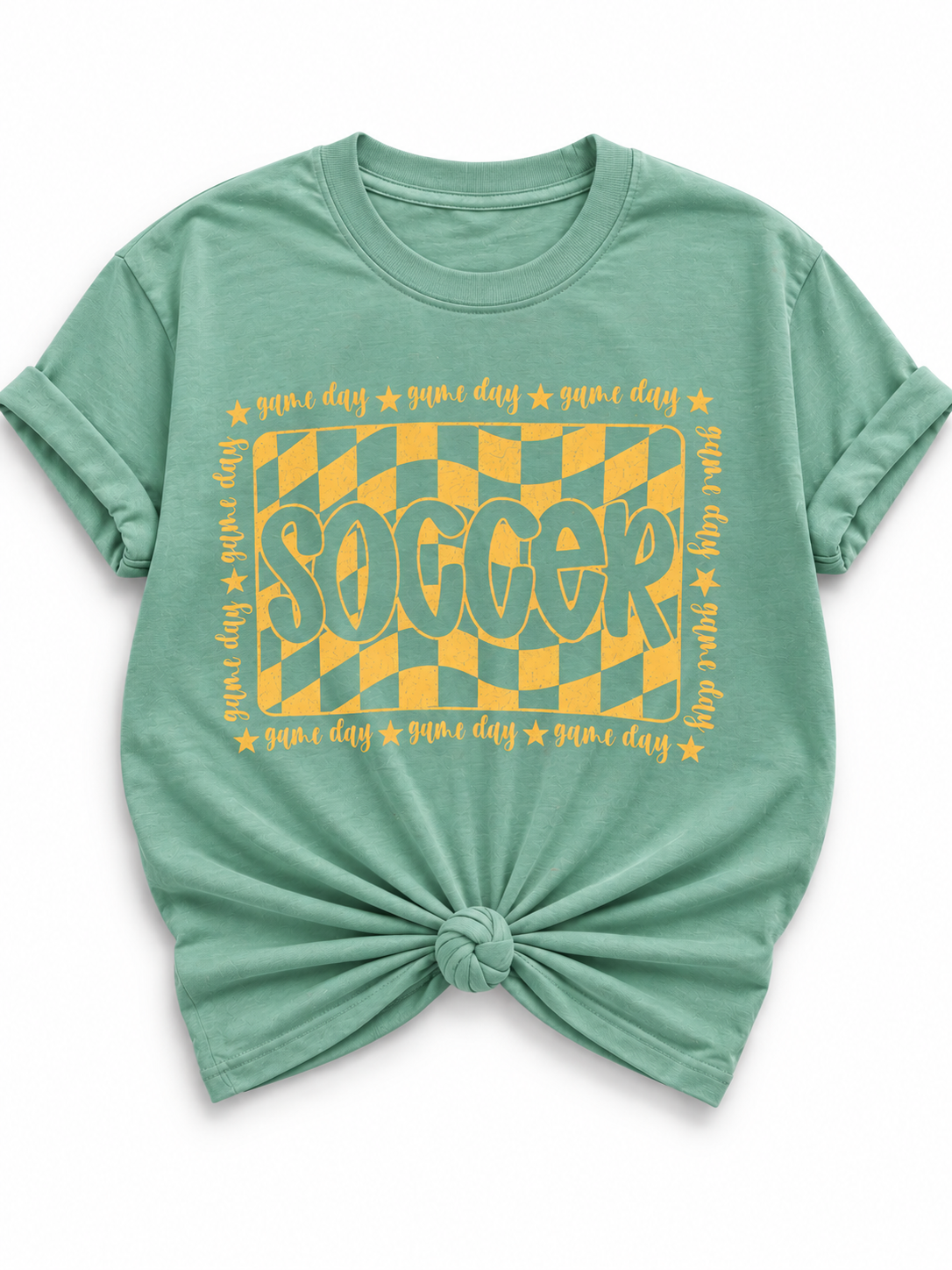 Plus/Reg Short Sleeve Seafoam "Game Day Soccer" Graphic Tee - Freckled Poppy