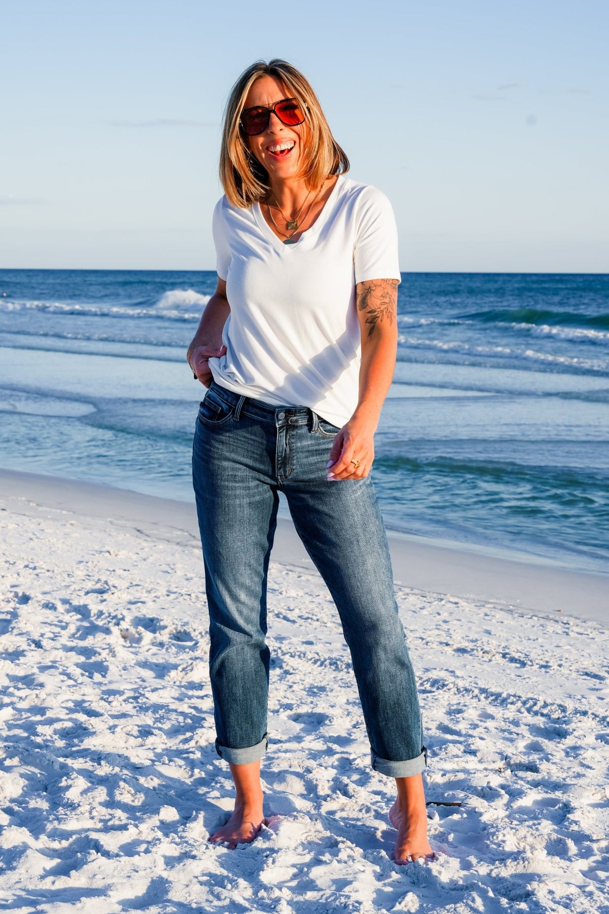 Restock! Judy Blue Mid Rise Dark Vintage Wash Non-Distressed Boyfriend - Freckled Poppy