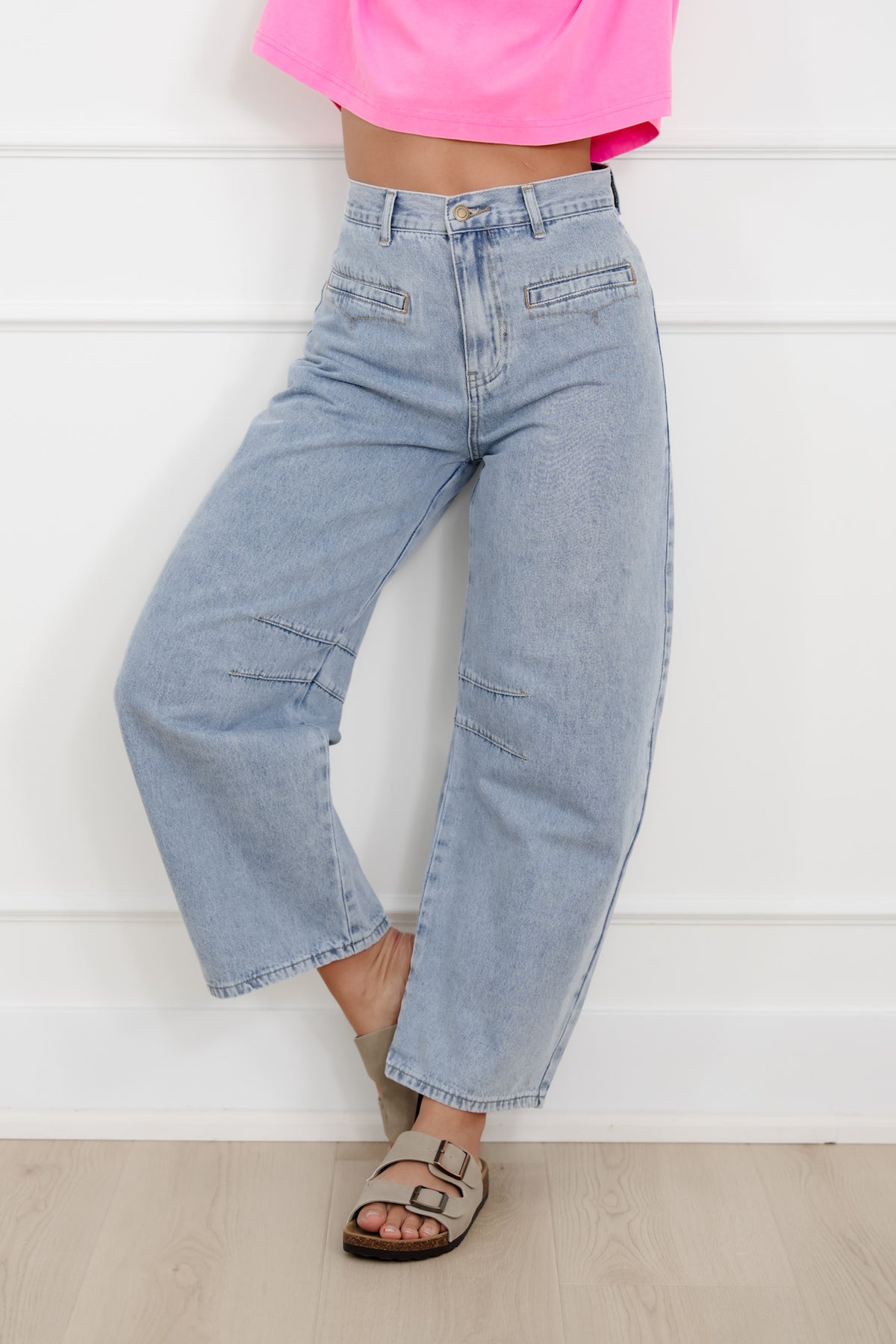Restocks! Light Wash High Rise Barrel Jeans - Freckled Poppy