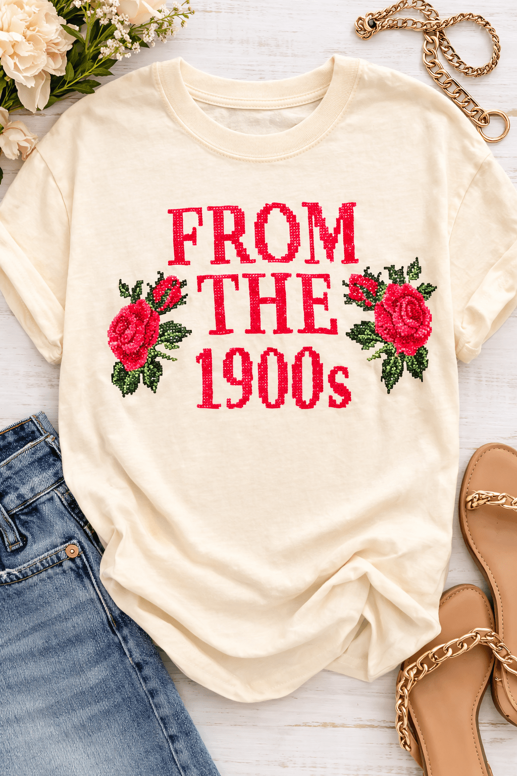 Plus/Reg Short Sleeve From the 1900s Graphic Tee - Freckled Poppy