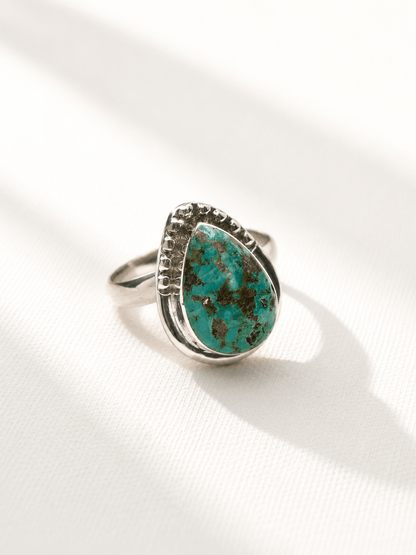 BOHO SOL Turquoise Teardrop Adjustable Ring - Freckled Poppy