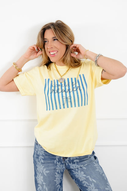 Plus/Reg Short Sleeve Yellow "I Could Be Meaner" Graphic Tee - Freckled Poppy
