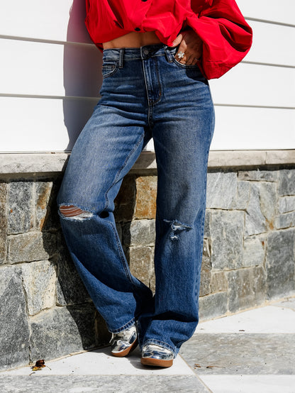 Judy Blue High Rise Medium Wash Rigid Magic Brenda Straight Leg Jeans With Bandana Loop