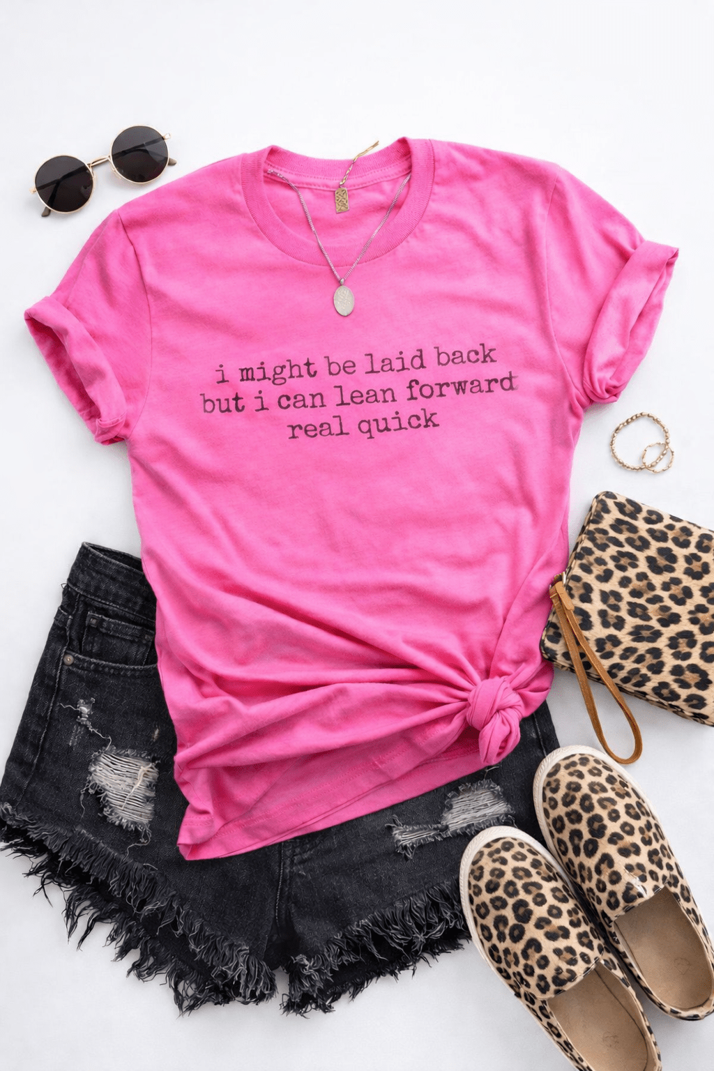 Plus/Reg Short Sleeve "I Might Be Laid Back" Graphic Tee - Freckled Poppy