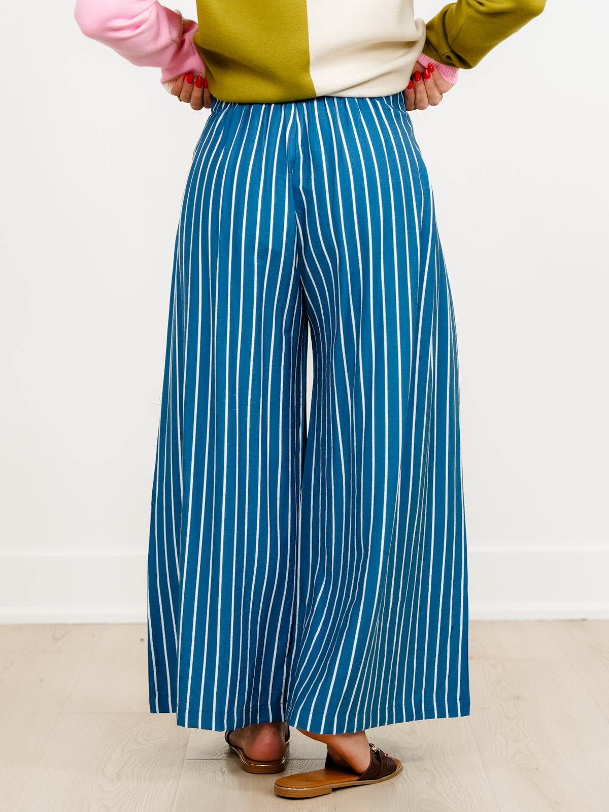 Plus/Reg stripe Elastic Waist Wide Leg Palazzo Pants - Freckled Poppy