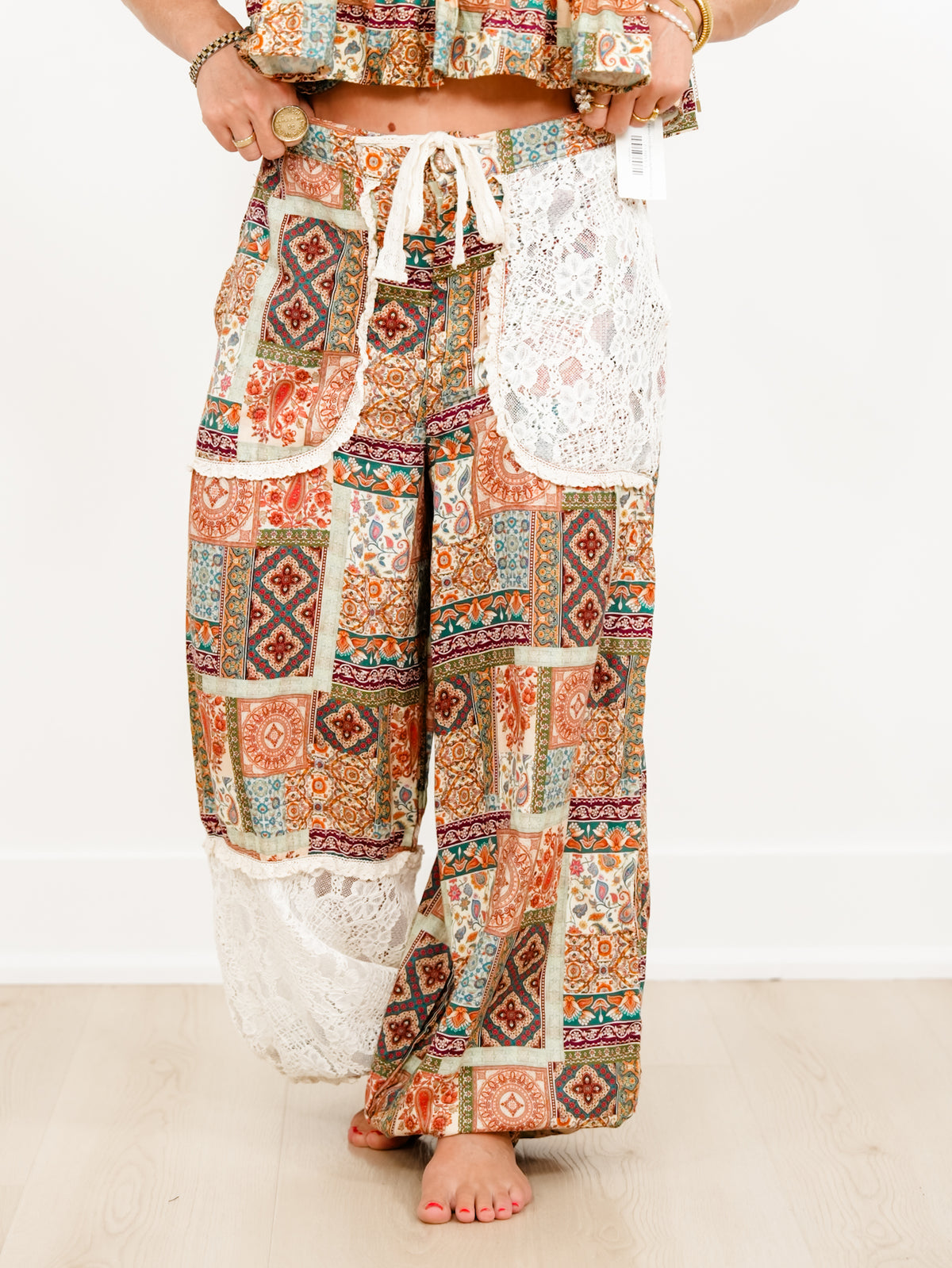 POL Paisley Print Elastic Waist Harem Pants - Freckled Poppy