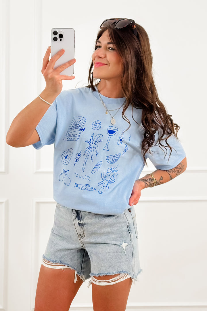 Plus/Reg Coastal Print Short Sleeve Graphic Tee - Freckled Poppy