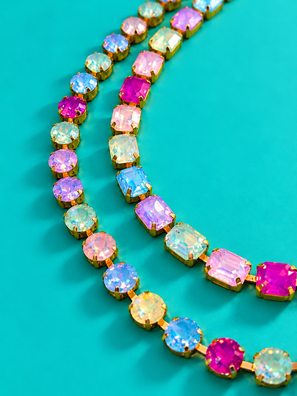 Rainbow Bright Candy-Colored Layered Gemstone Necklace