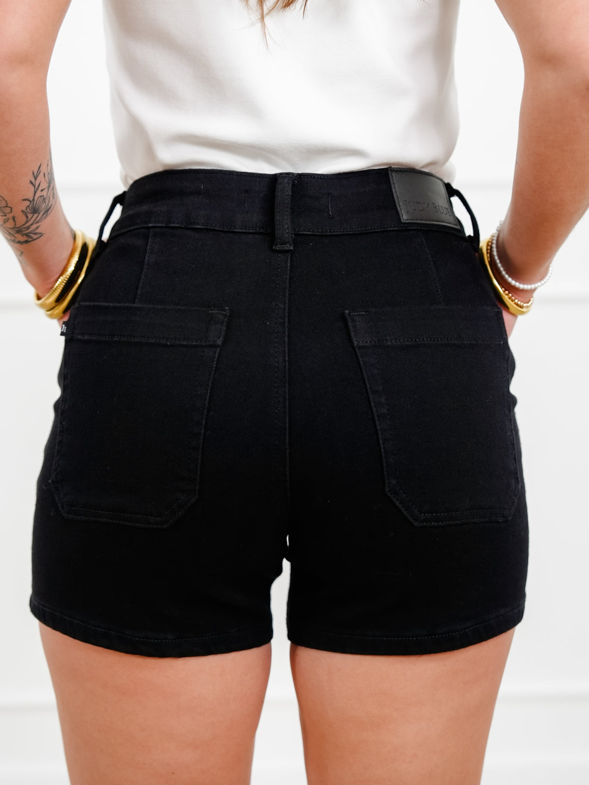 Judy Blue Black Trouser Shorts - Freckled Poppy