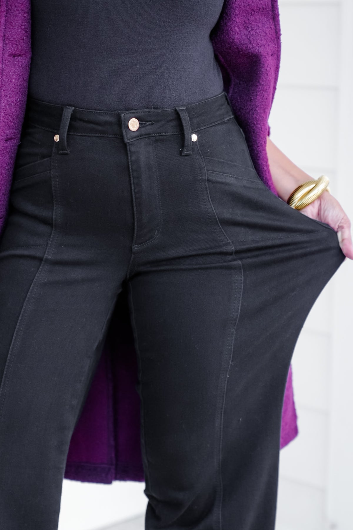 Judy Blue High Rise Black Retro Wide Leg Jeans - Freckled Poppy