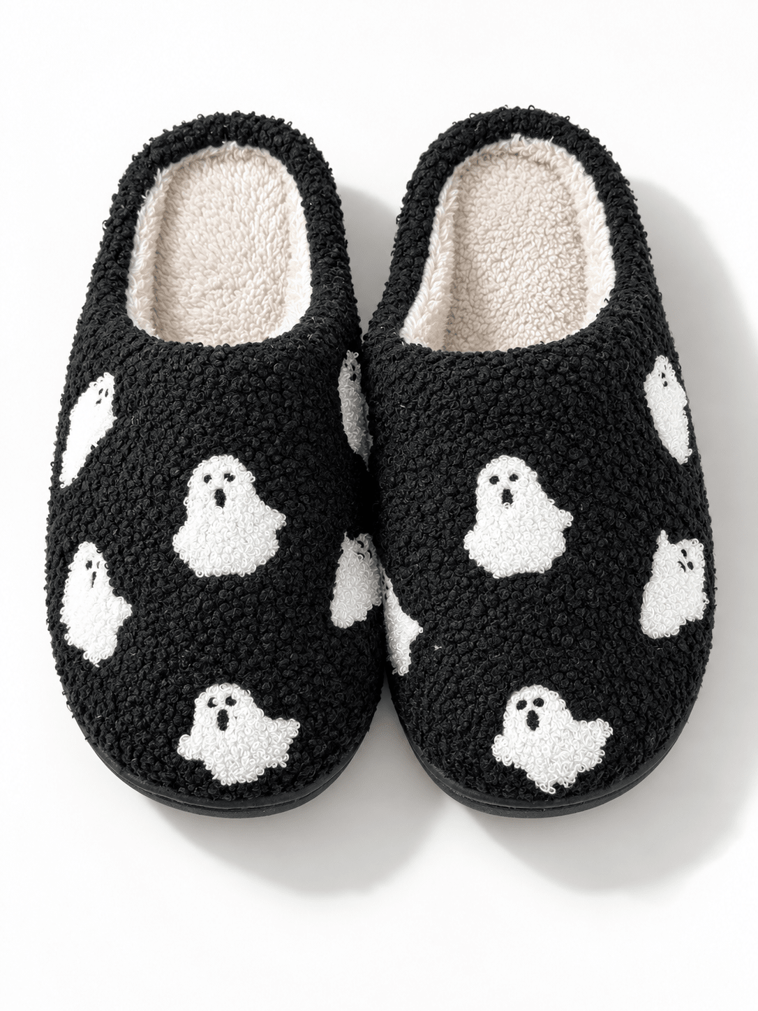 Plush Embroidered Ghost Slippers - Freckled Poppy
