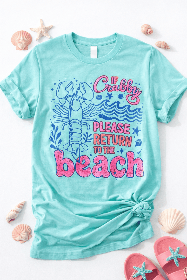 Plus/Reg Short Sleeve Mint "If Crabby..." Graphic Tee - Freckled Poppy