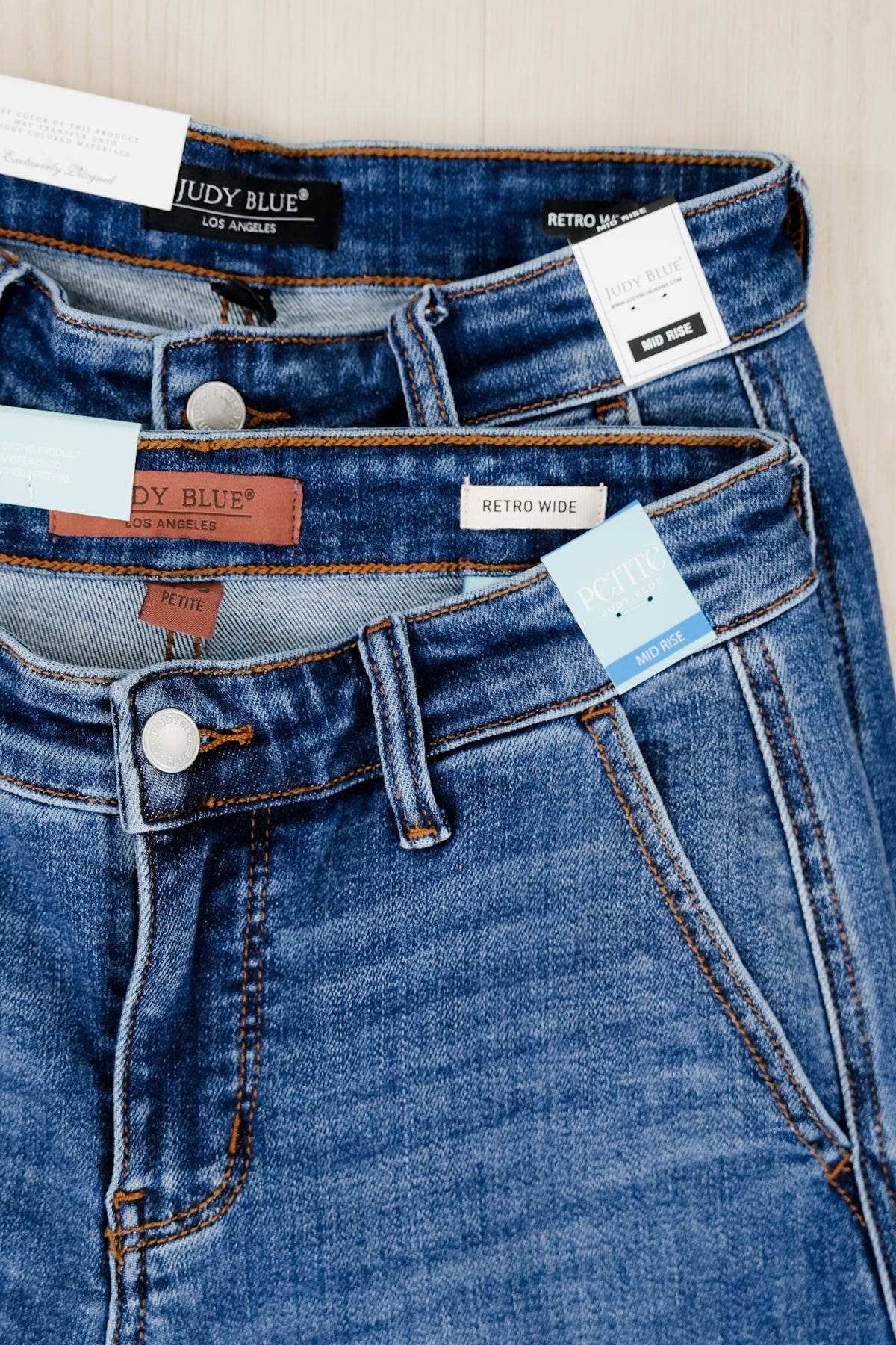 Judy Blue The Rory Petite/Reg Mid Rise Dark Wash Retro Wide Leg Trouser Jeans - Freckled Poppy