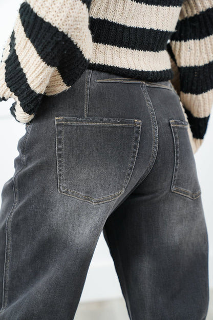 Restock! Mica Super High Rise Black Barrel Jeans