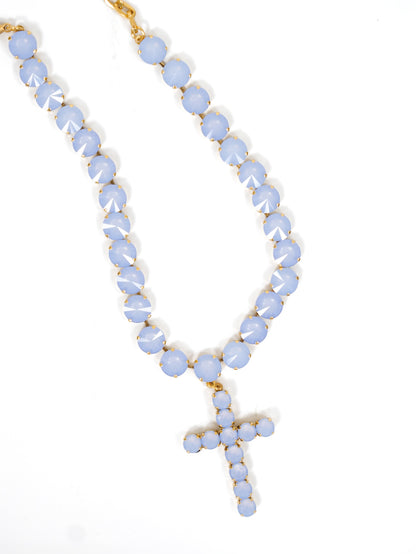TOVA Donatella Crystal Cross Necklace - Freckled Poppy