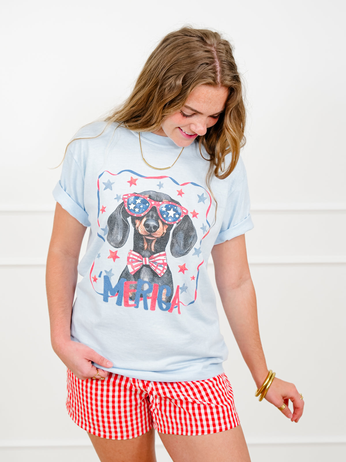 Plus/Reg Short Sleeve "Merica" Graphic Tee - Freckled Poppy