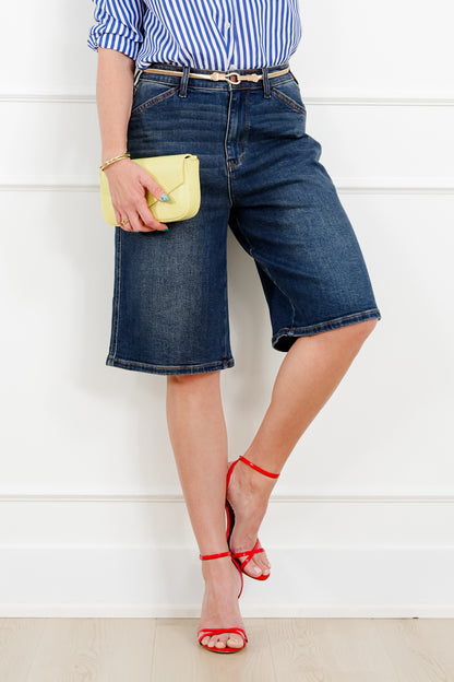 Judy Blue Dark Wash Jort - Freckled Poppy